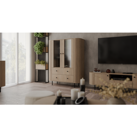 Witryna szeroka zaokrąglone boki frez front 122 OLIVO dąb cremona